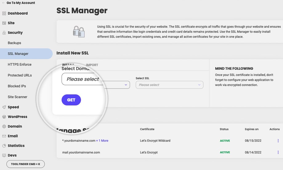 Install new SSL certificate