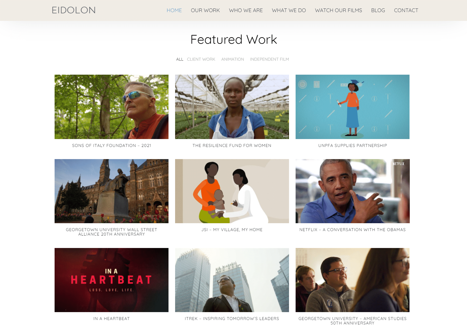 Video portfolio page