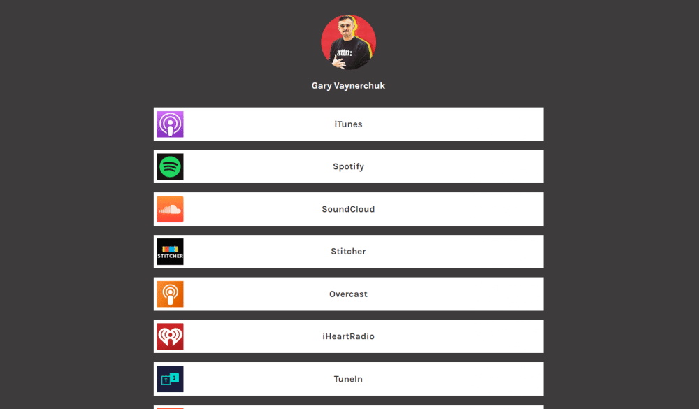 Example of LinkTree profile