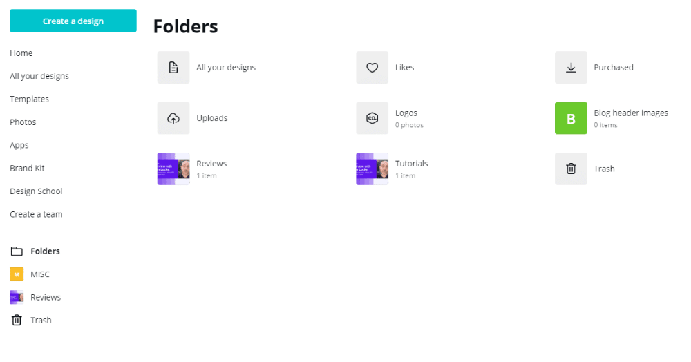 Folders in Canva