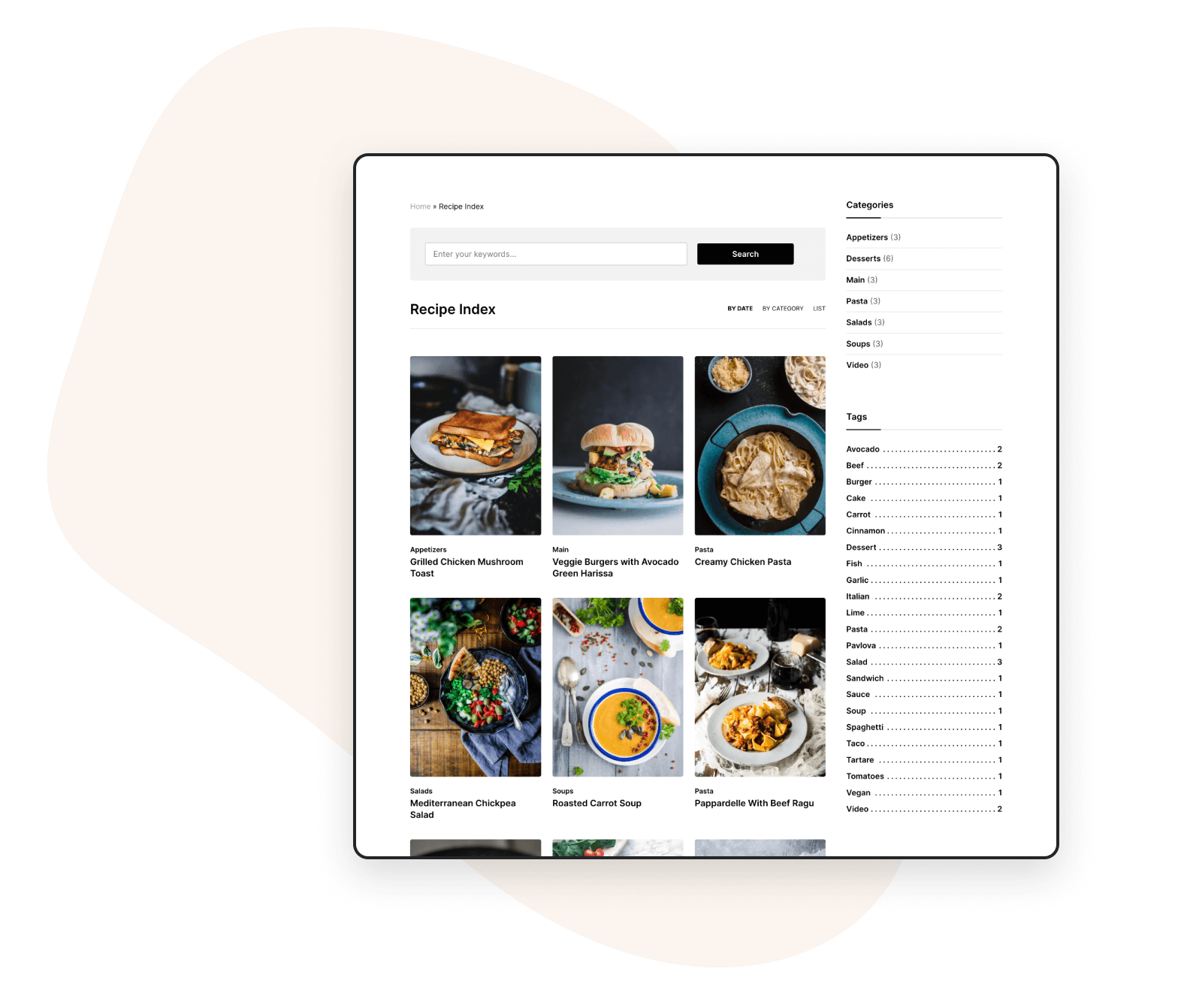 customize food blog themes