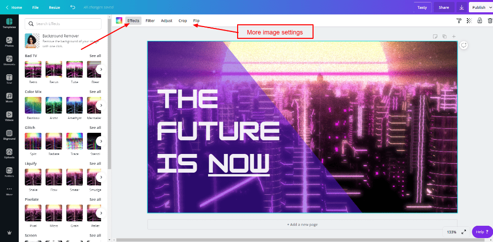 Image effects in Canva