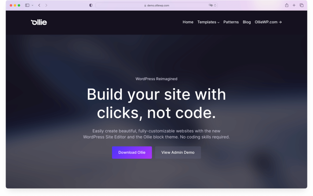 Ollie free WordPress block theme