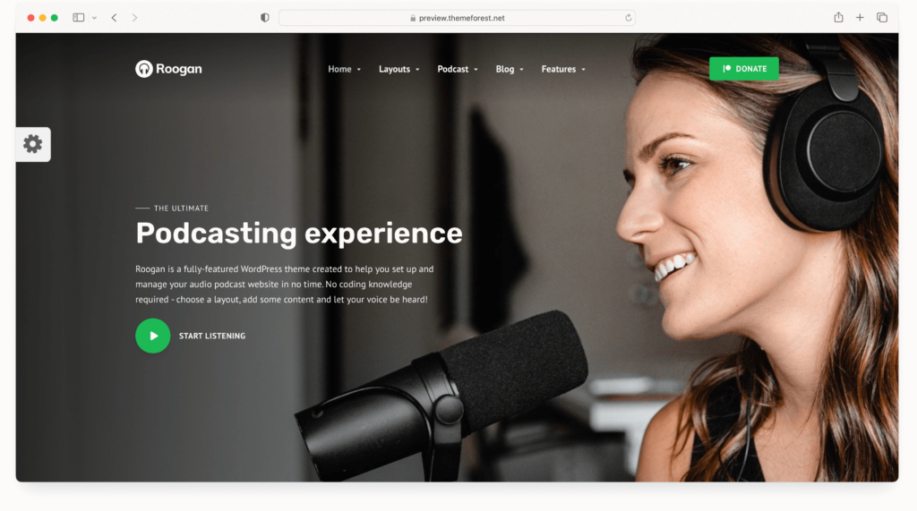 Roogan WordPress theme for podcasters