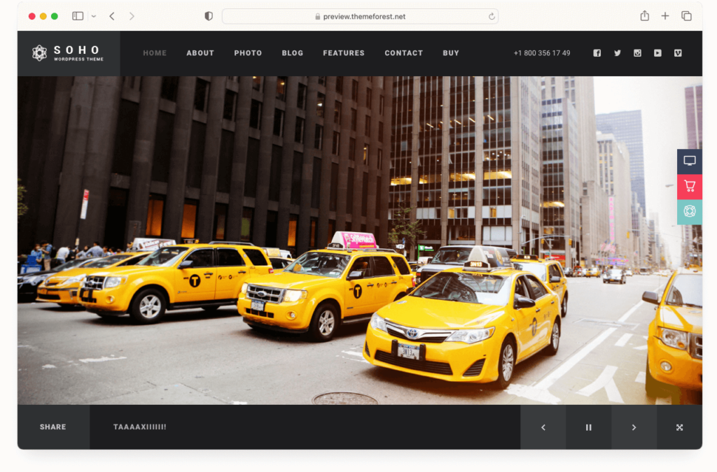 SOHO - a popular WordPress photography theme