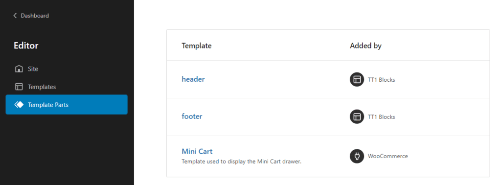 Editing template parts in WordPress