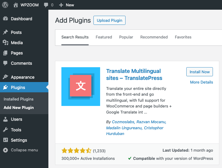 Install TranslatePress