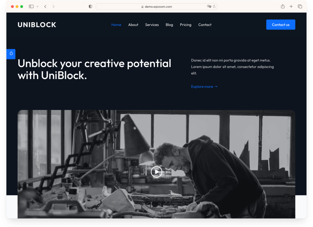 UniBlock - a free WordPress theme