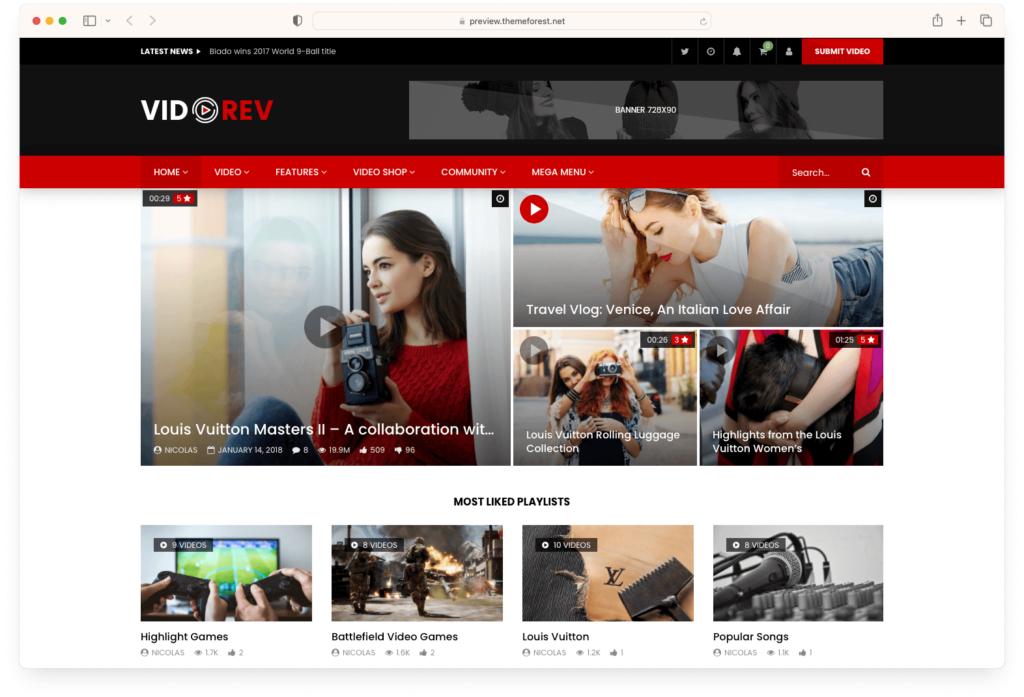 VidoRev video WordPress theme