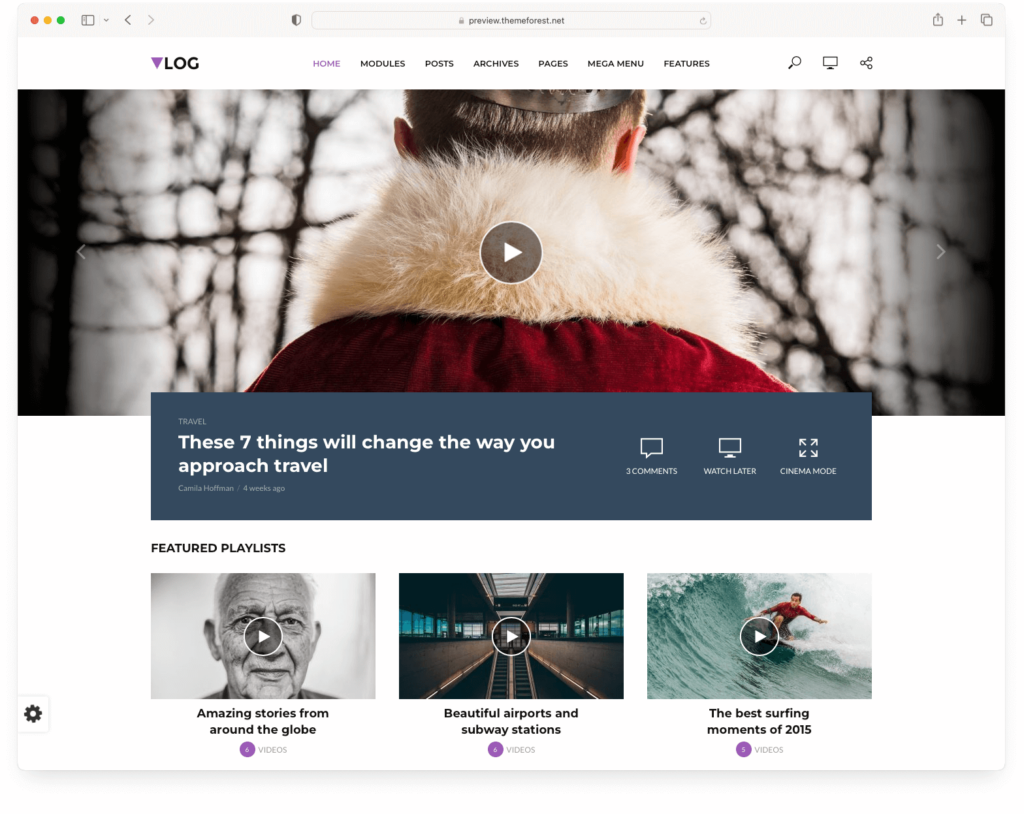 Vlog WordPress video theme