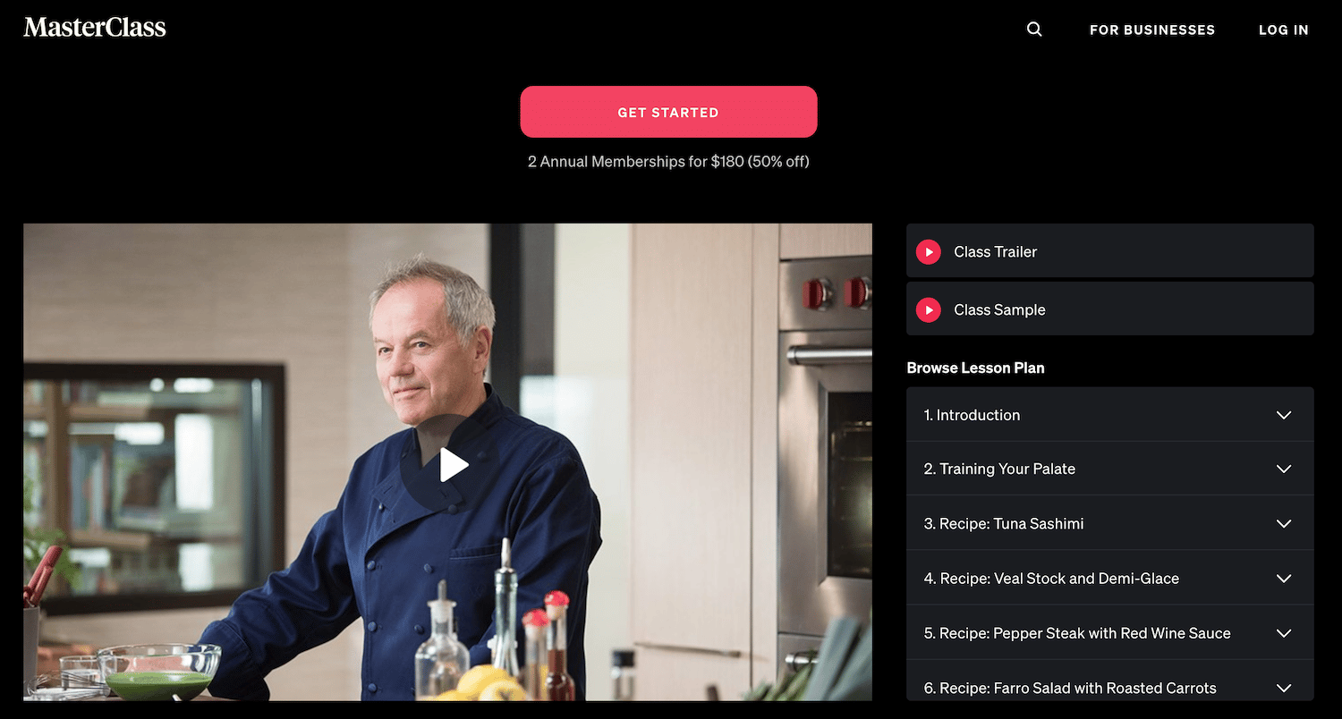 Wolfgang Puck masterclass recipes