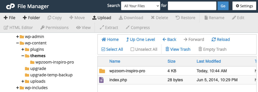 Update a WordPress Theme Manually Using  cPanel File Manager