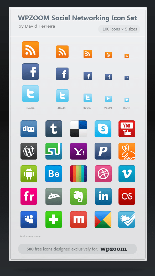 WPZOOM Social Networking Icon Set: 500 free icons!